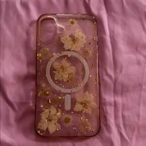 Floral Clear Phone Case with Gold Accents